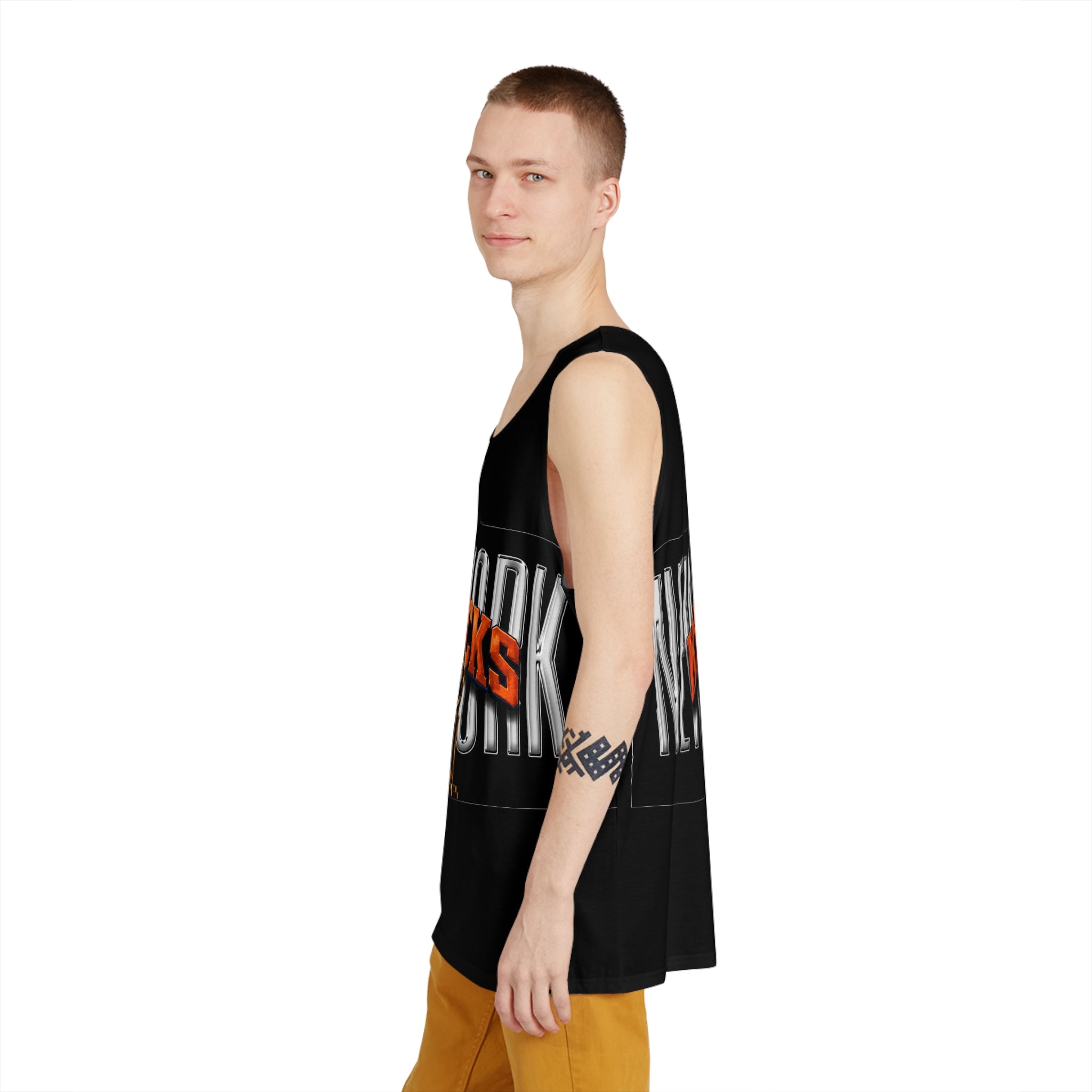 Basketball-Inspired Fade Tank Top — Men's Retro Sports Graphic Tank NY-K