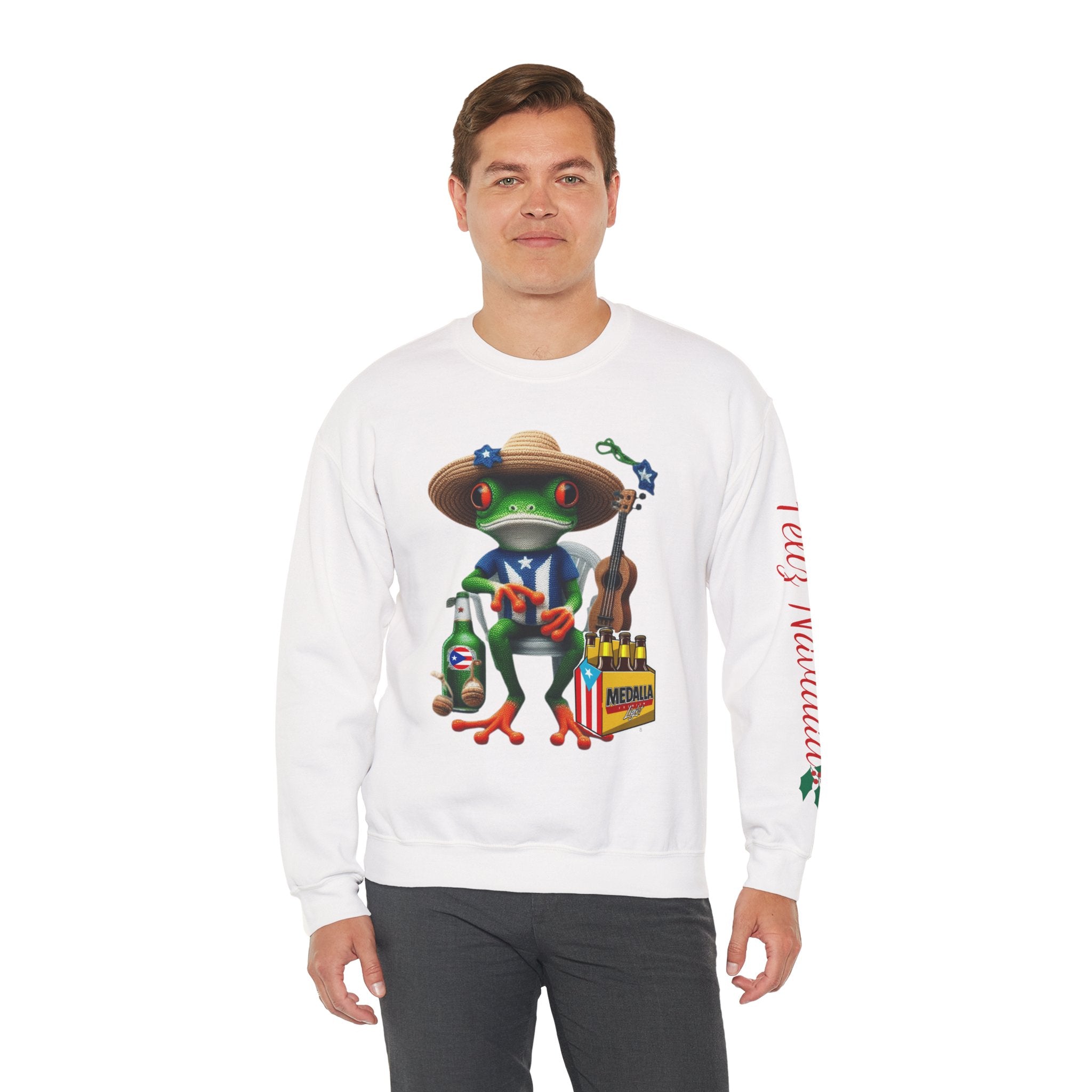 Frog Coqui Crewneck Sweatshirt – Coquito y Medalla Puerto Rican Vibes