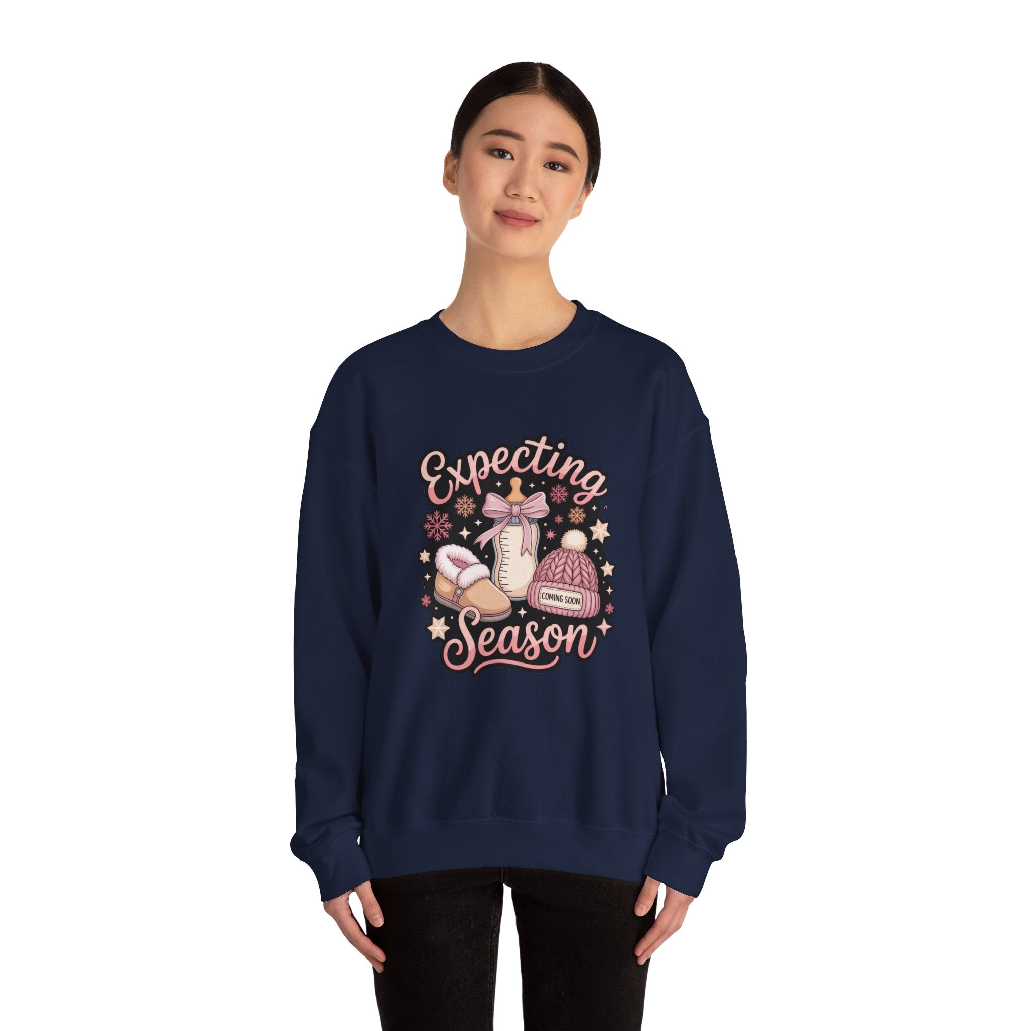 Expecting Season Sweatshirt  Cute Pregnancy Announcement Pullover Cartoon Christmas T-shirts and Sweaters
