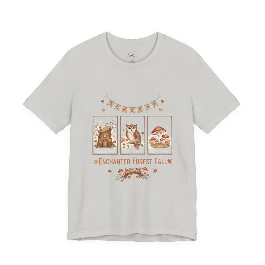 Enchanted Forest Fall Tee, Cute Owl Shirt, Autumn Graphic Tee, Nature Lover Gift, Cozy Fall Apparel, Wildlife T-Shirt, Unisex Fall Top