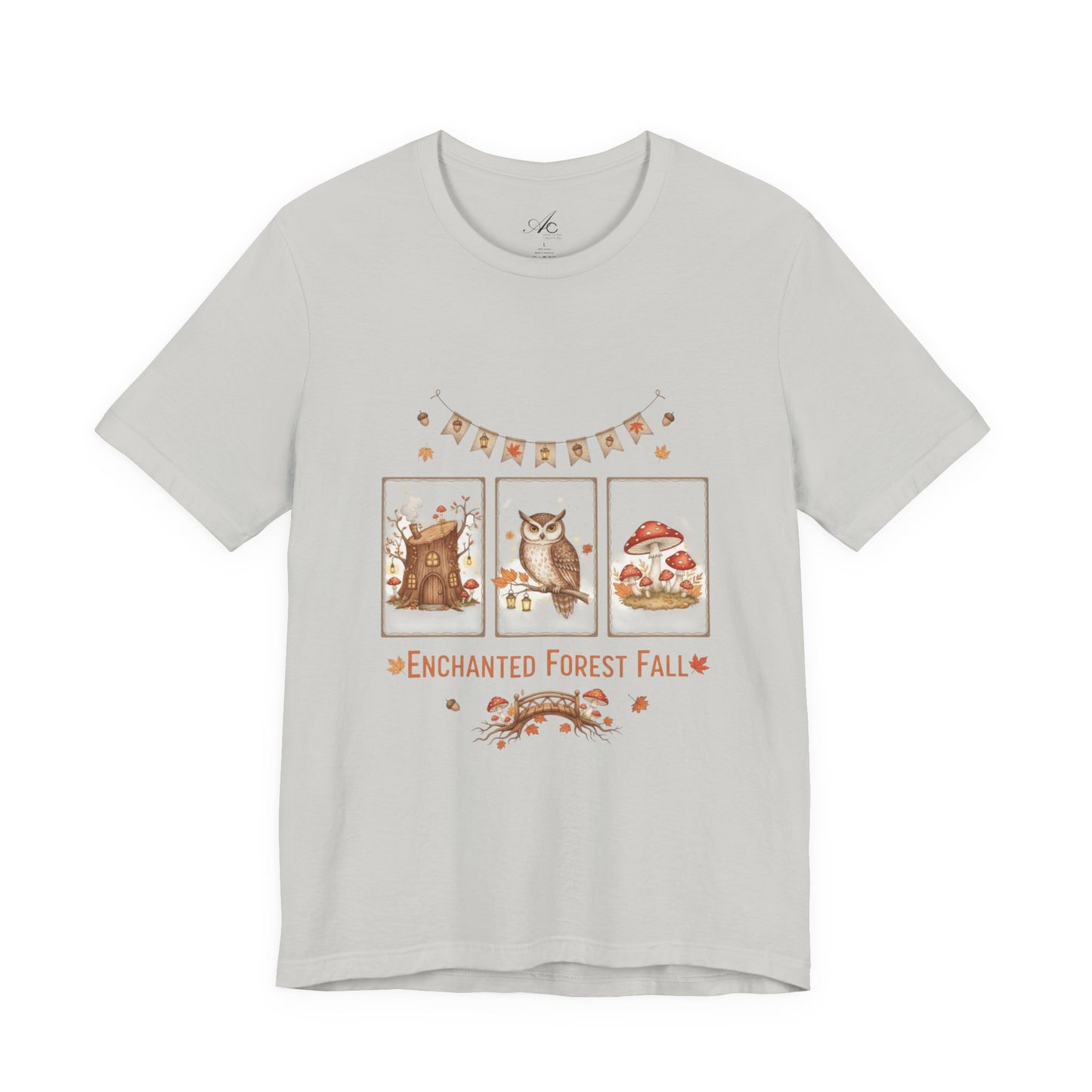 Enchanted Forest Fall Tee, Cute Owl Shirt, Autumn Graphic Tee, Nature Lover Gift, Cozy Fall Apparel, Wildlife T-Shirt, Unisex Fall Top