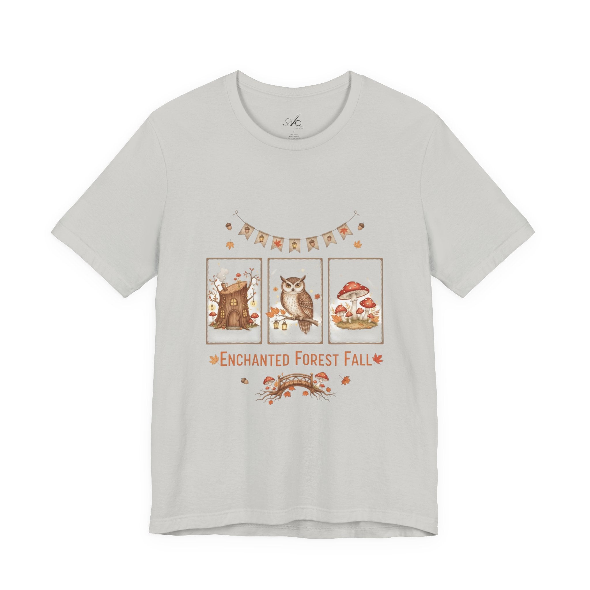 Enchanted Forest Fall Tee, Cute Owl Shirt, Autumn Graphic Tee, Nature Lover Gift, Cozy Fall Apparel, Wildlife T-Shirt, Unisex Fall Top