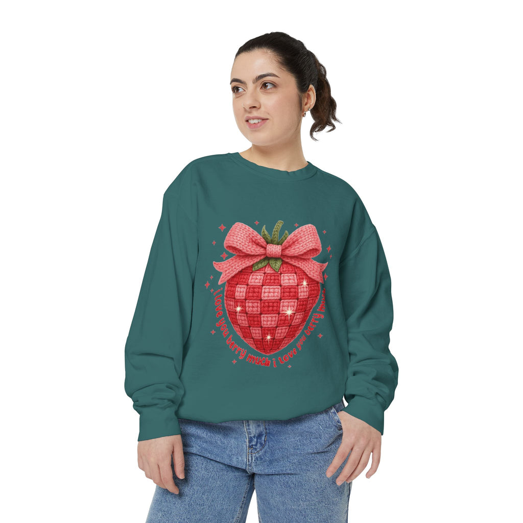 Strawberry Bow Sweatshirt  "I Love You Berry Much" Cute Valentine Pullover