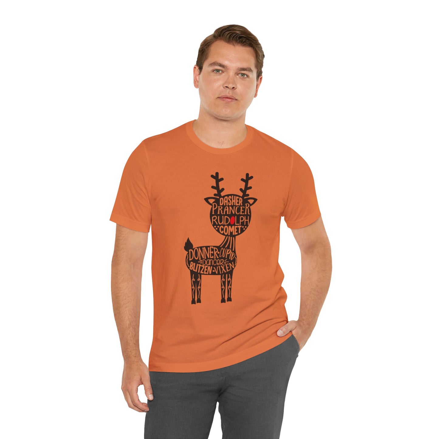 Christmas Reindeer Graphic Tee - Unisex Jersey Short Sleeve Shirt