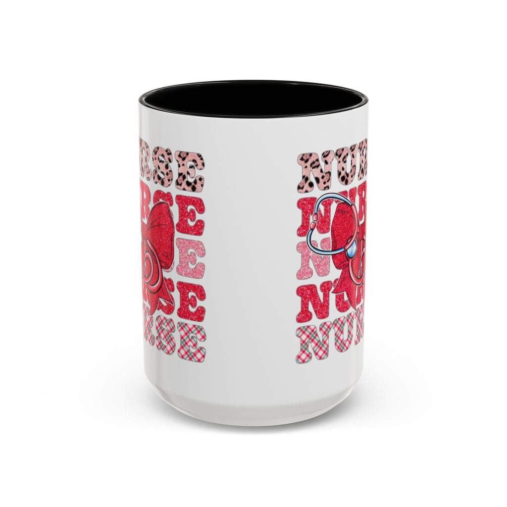 Nurse Stethoscope Bow Accent Coffee Mug — Cute Leopard & Plaid Healthcare Gift (11/15oz) Medical Christmas Mug