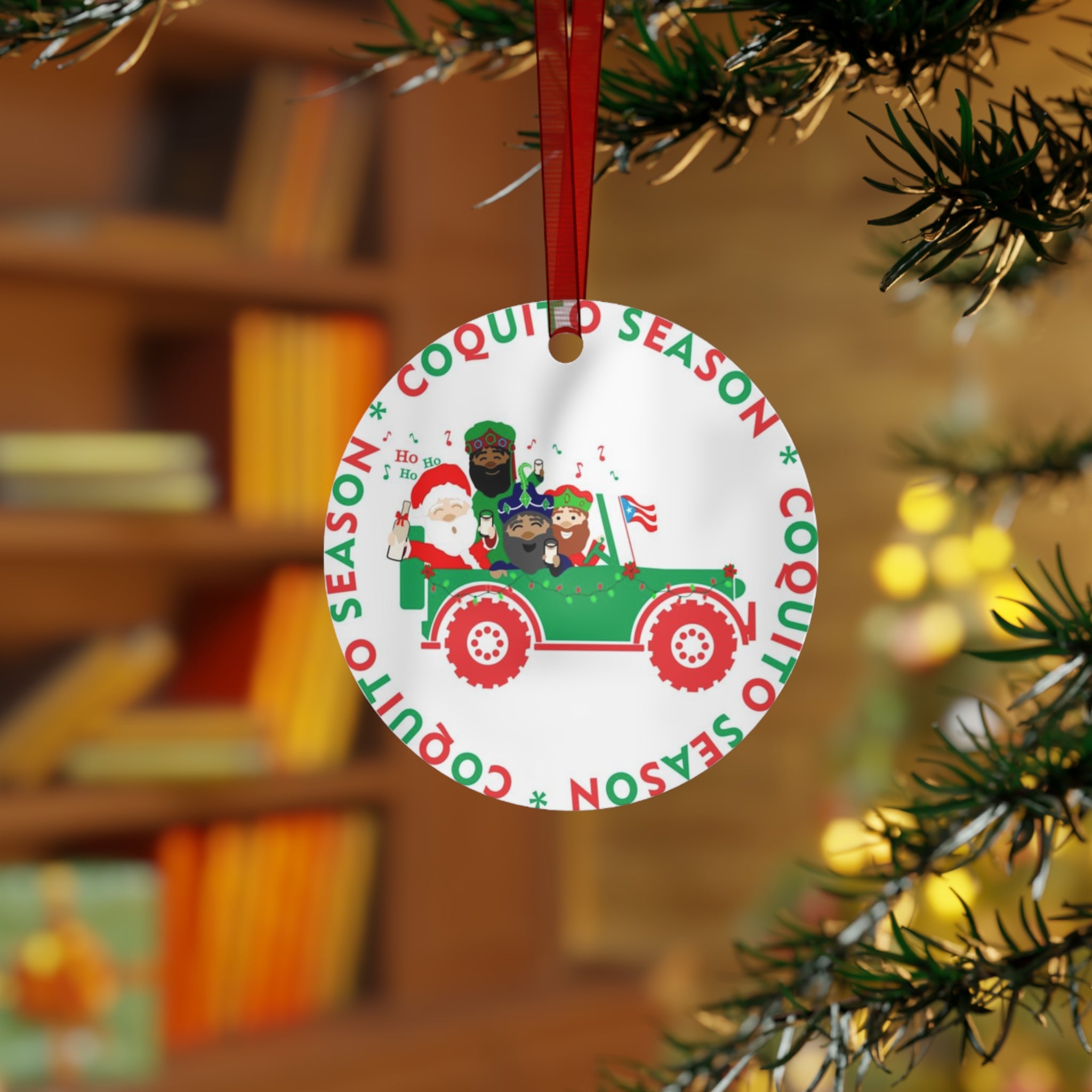 Festive Metal Ornaments - Coquito Season Holiday Decor Coquí & Palm Tree Ornament | Puerto Rico Christmas Ornament | Boricua Holiday Gift