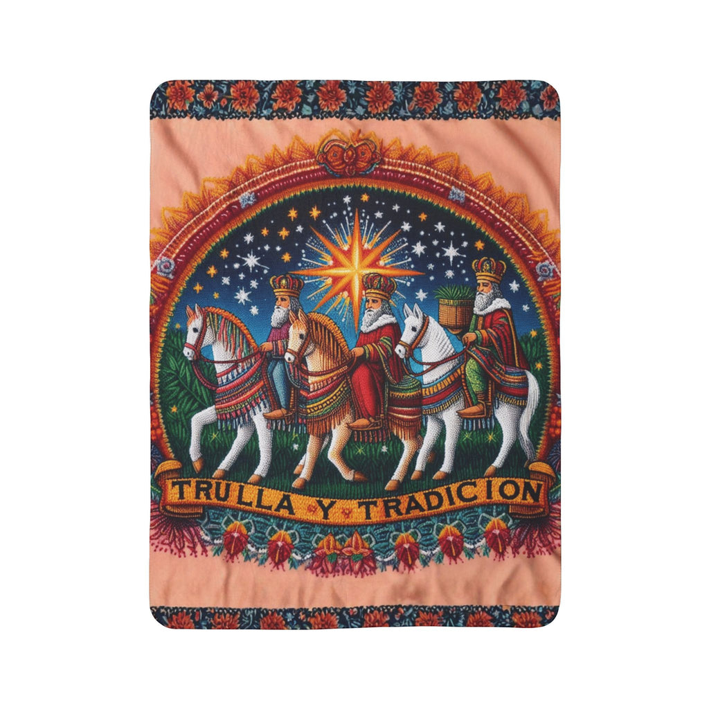 Fleece Sherpa Blanket  'Trulla y Tradición' Three Kings Nativity Throw