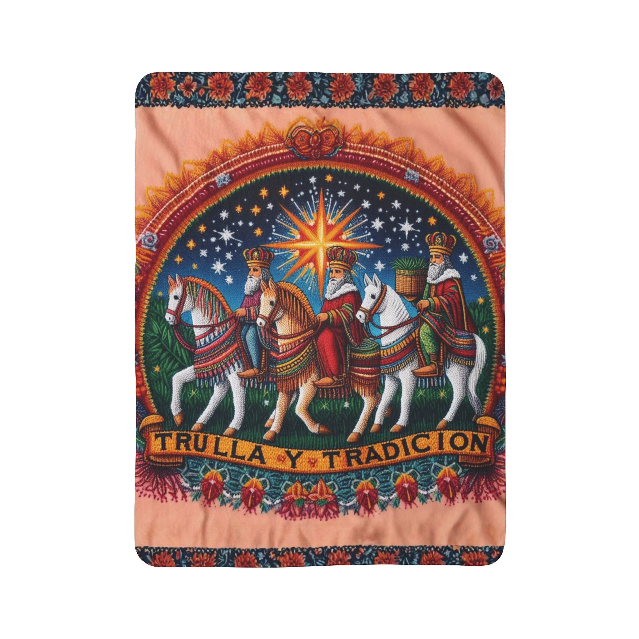 Fleece Sherpa Blanket  'Trulla y Tradición' Three Kings Nativity Throw