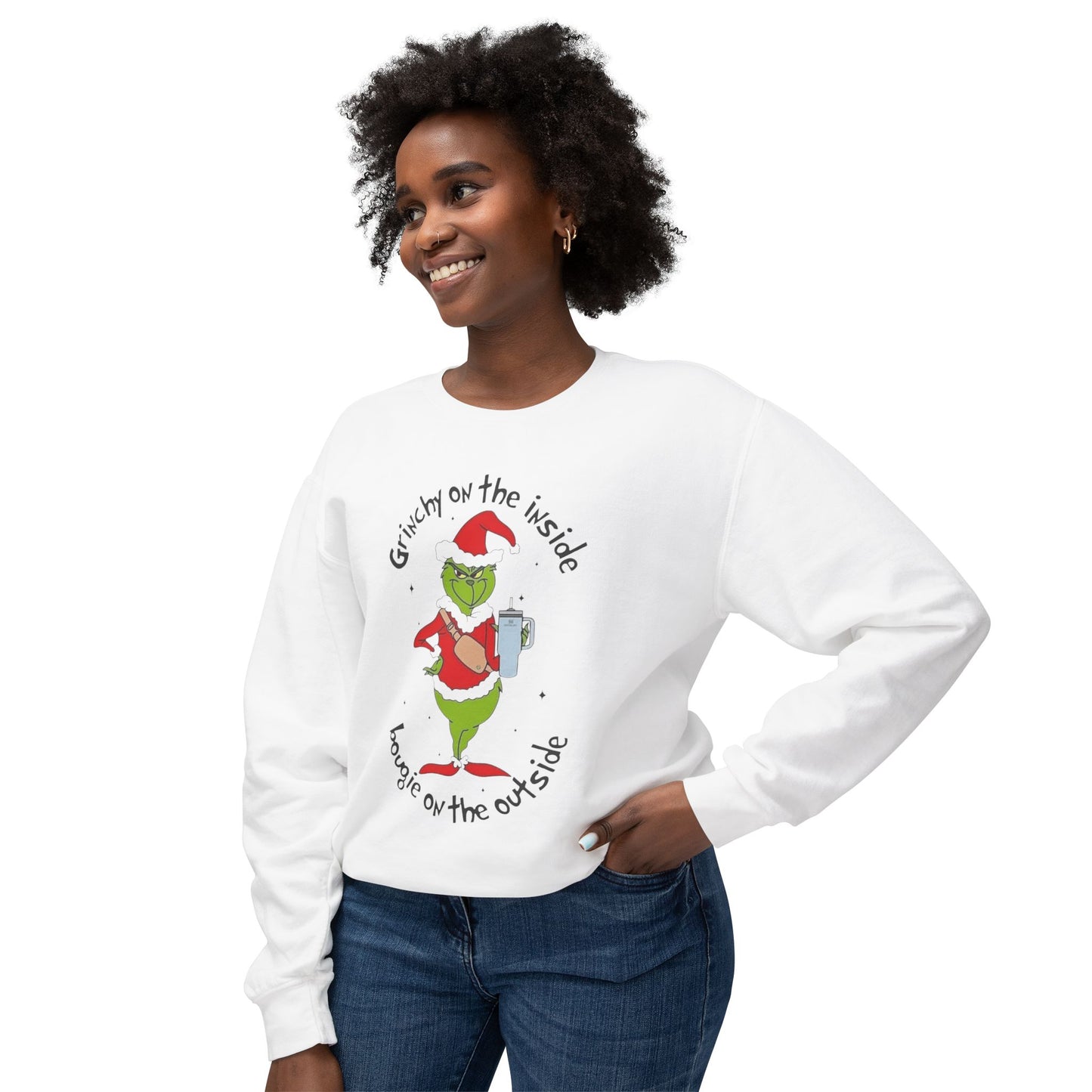 Funny, Cute & Classic Christmas Designs Grinchy on the Inside Crewneck Sweatshirt
