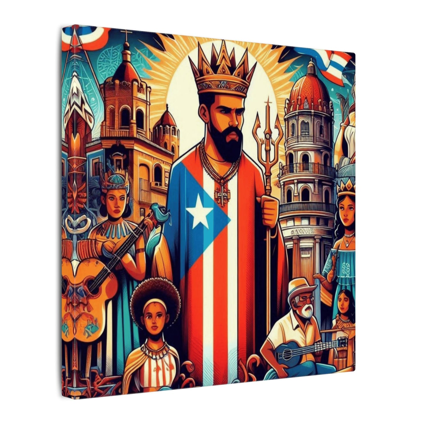 Vibrant Puerto Rican Art Canvas, Cultural Wall Decor, Celebration Decor, Unique Gift, Home Accent, Multi-Size