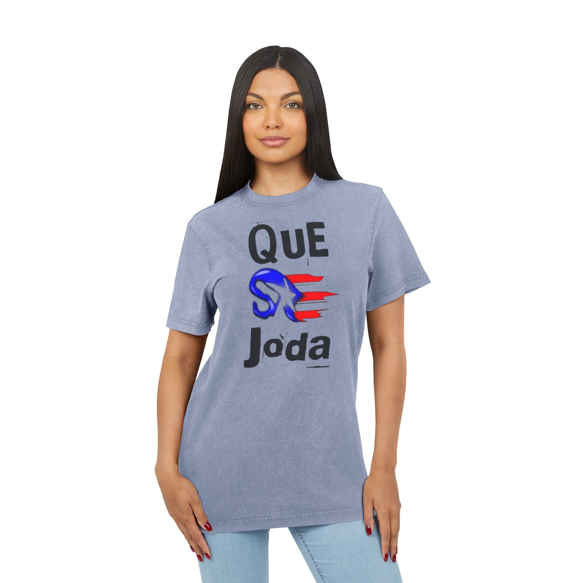 Que S Joda Acid-Wash Graphic Tee