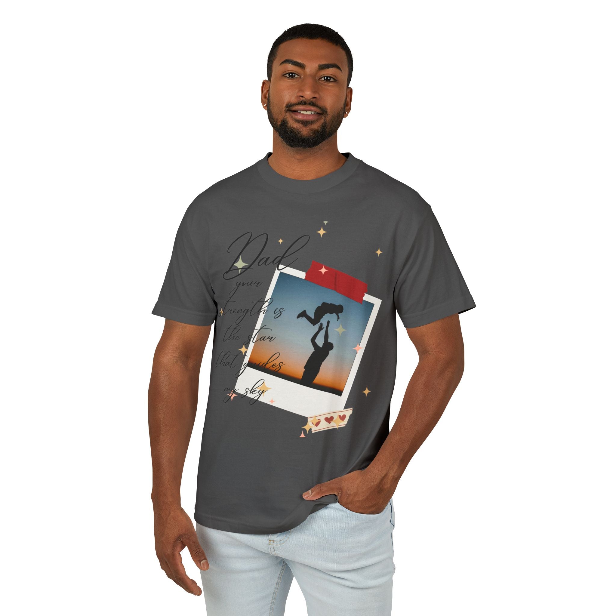 Dad & Daughter Sunset Photo Tee — "Dad, you're stronger than the storm"