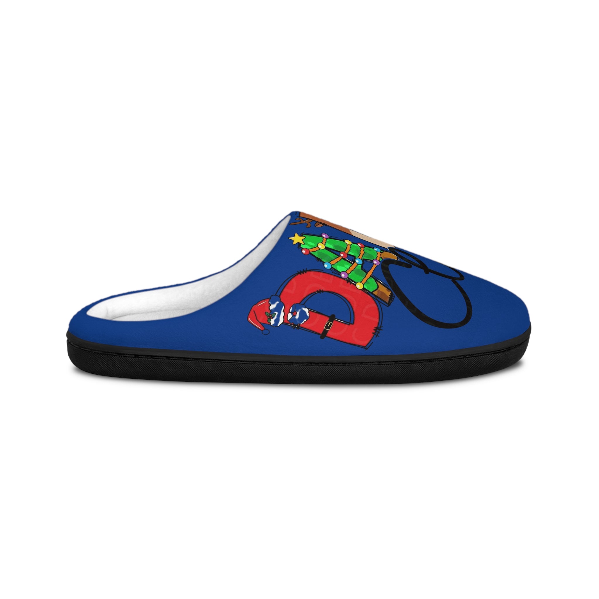 Men's Slippers - 'Dad Claus' Holiday Indoor Slip-On with Festive Christmas Design