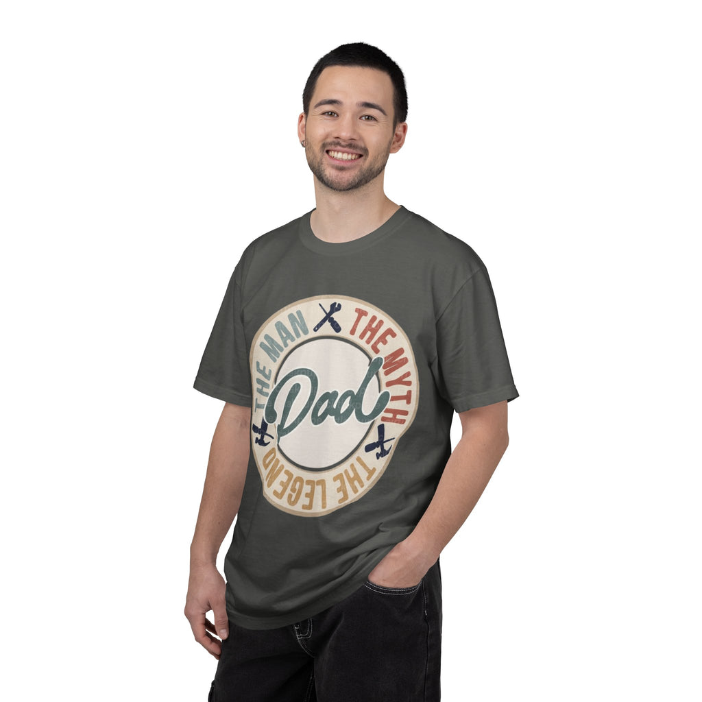 Dad Retro Badge T-Shirt — “Dad: The Man, The Myth, The Legend” Father’s Day Tee