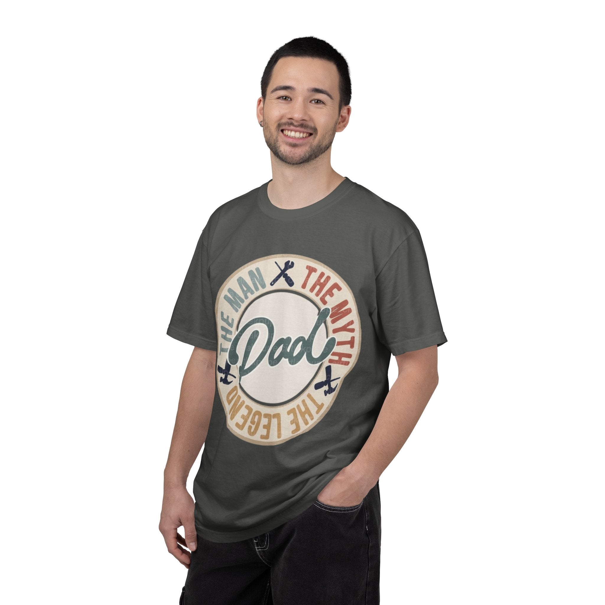 Dad Retro Badge T-Shirt — “Dad: The Man, The Myth, The Legend” Father’s Day Tee
