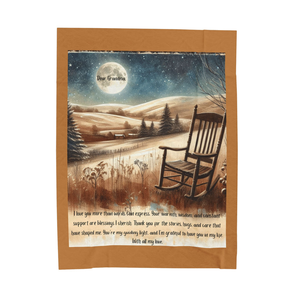 'Dear Grandma' Rocking Chair Winter Landscape Keepsake Blanket Blanket Gift for Grandma