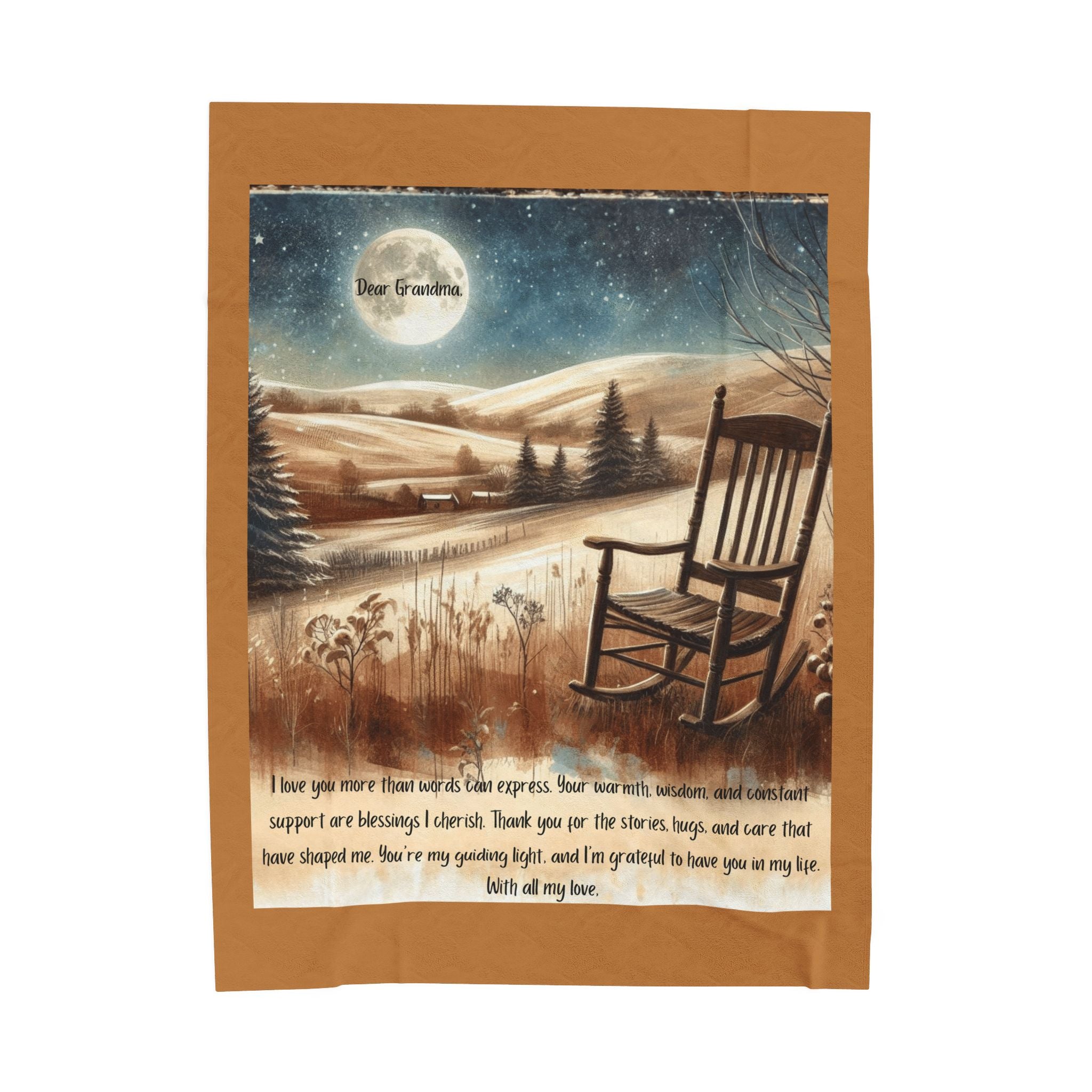 'Dear Grandma' Rocking Chair Winter Landscape Keepsake Blanket Blanket Gift for Grandma