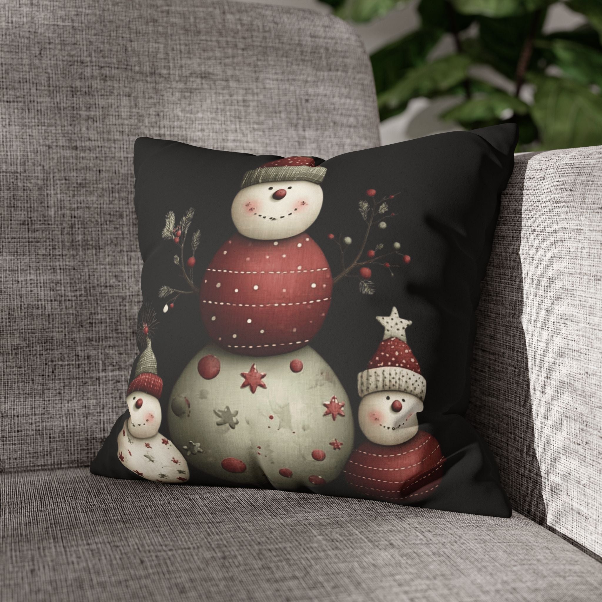 Christmas Snowman Pillowcase — Faux Suede Holiday Throw Pillow Cover CHRISTMAS PILLOW DÉCOR