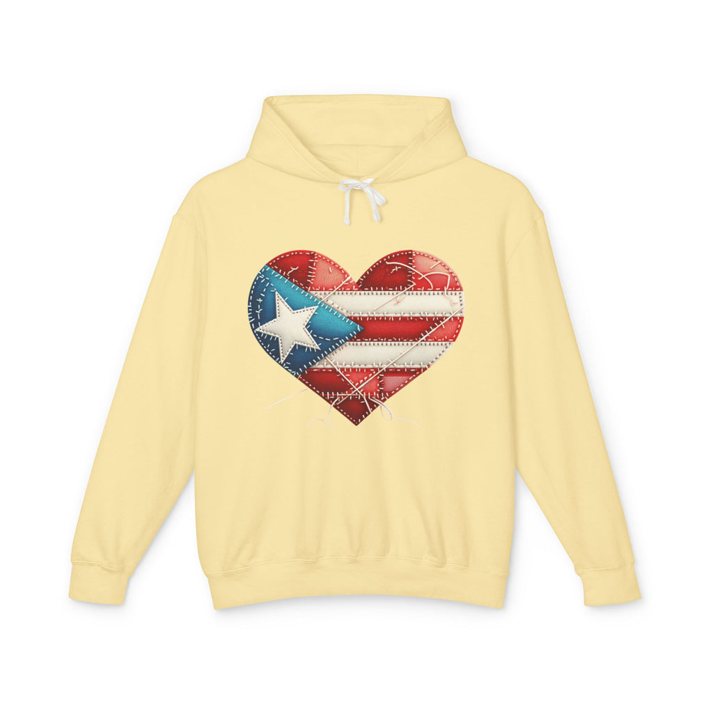 Puerto Rico Heart Flag Hoodie  "Jíbaro" Back Graphic