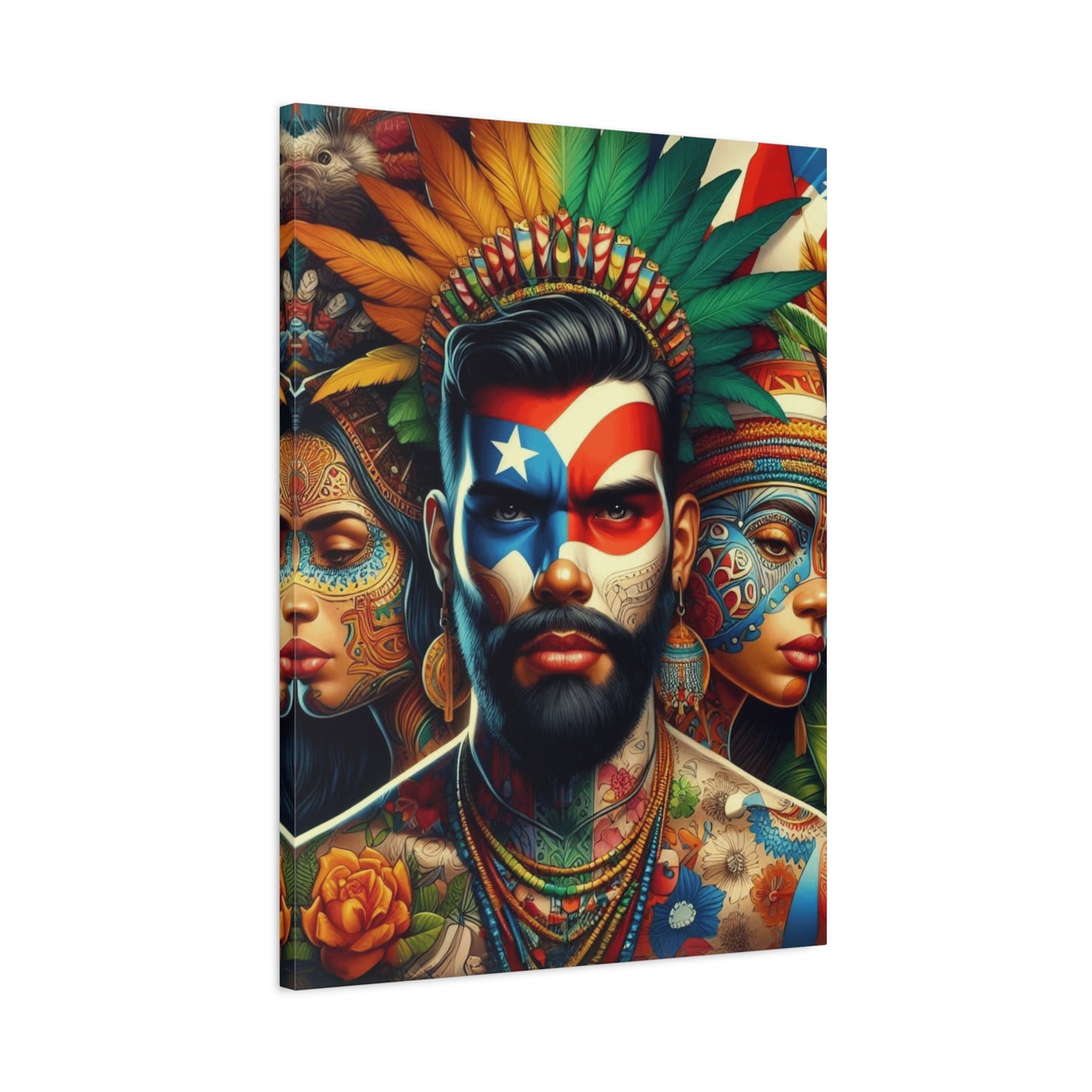 La Isla del Encanto Taíno Symbol Design Vibrant Cultural Art Canvas Print, Wall Decor, Home Decoration, Unique Artwork, Bohemian Style, Gift for Art Lovers
