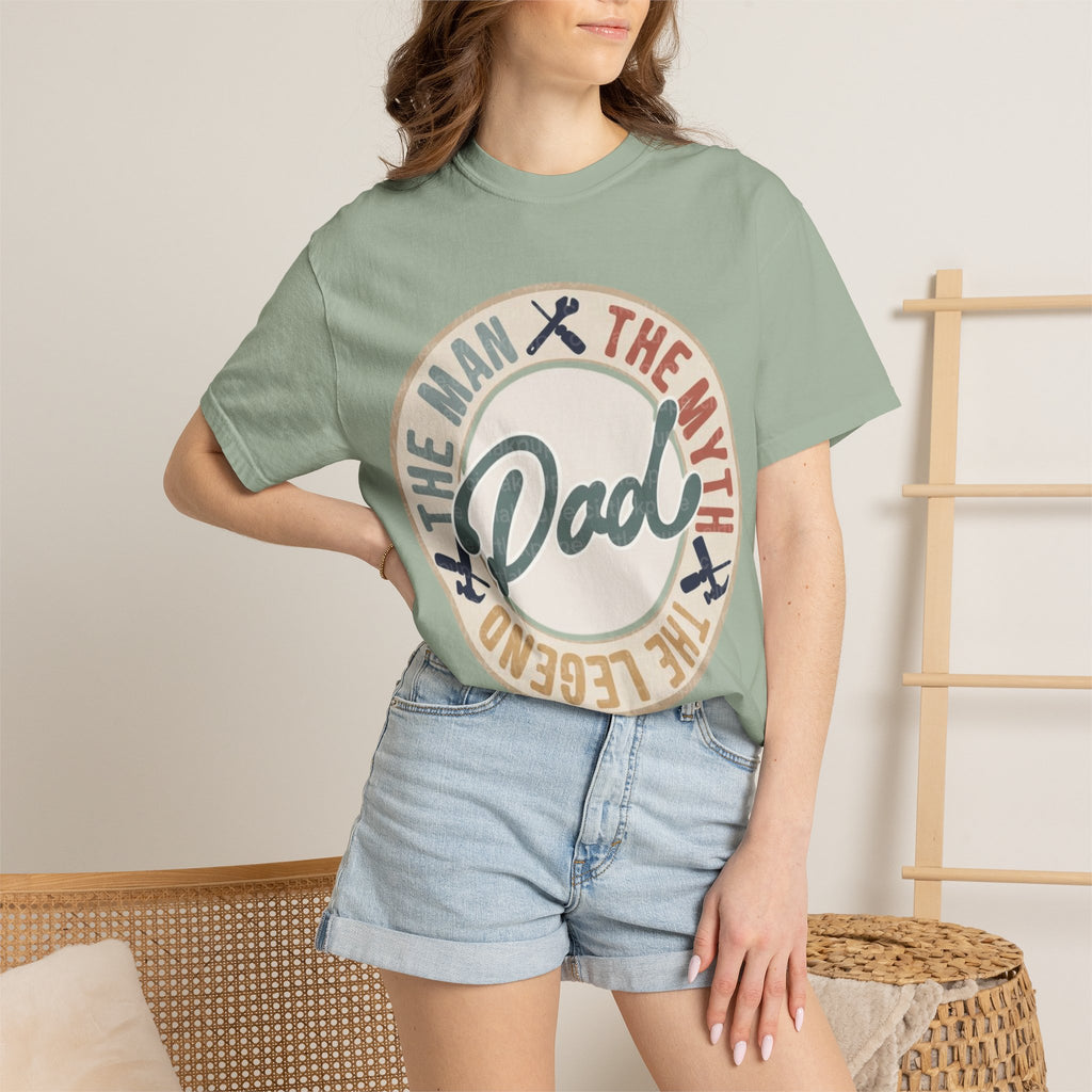 Dad Retro Badge T-Shirt — “Dad: The Man, The Myth, The Legend” Father’s Day Tee
