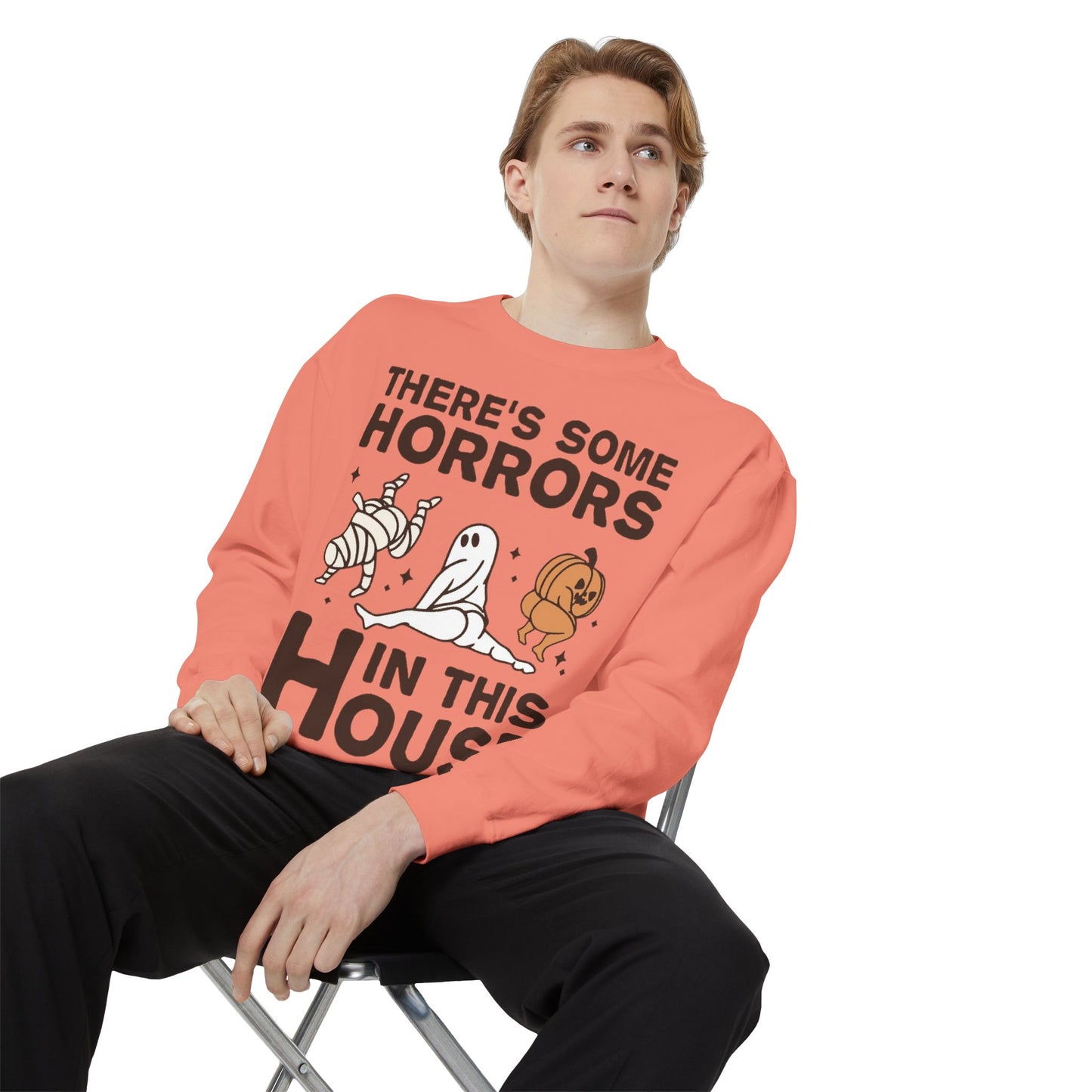 Halloween Themed Unisex Sweatshirt - Fun Ghosts & Mummy Design for Fall, Cozy Casual Wear, Halloween Party, Gift for Friends, Autumn Vibes