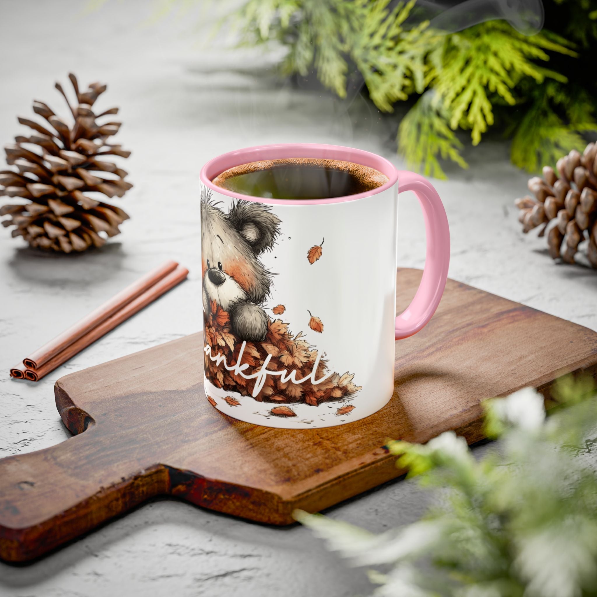 Thankful Bear Autumn Mug — Cute Fall Coffee Cup (11oz, 15oz)
