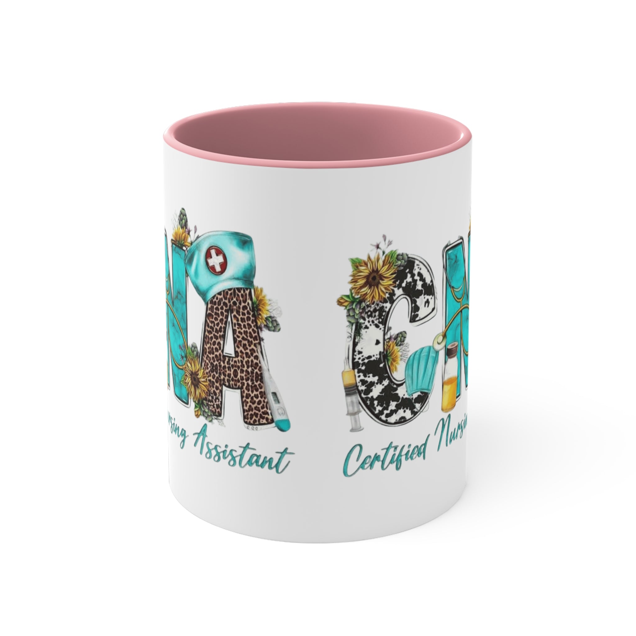 Certified Nursing Assistant (CNA) Accent Mug — Floral & Medical Icons 11oz Medical Christmas Mug