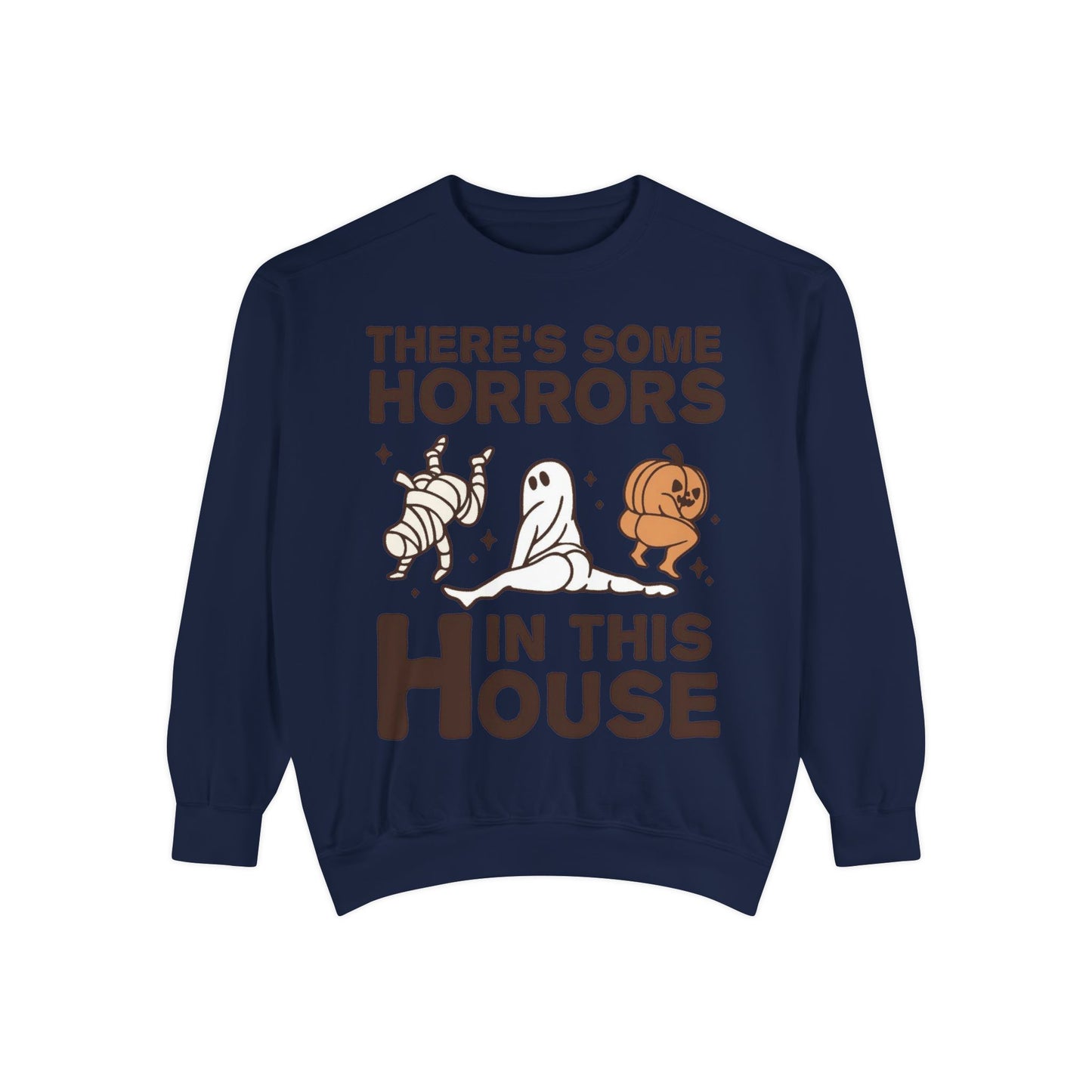 Halloween Themed Unisex Sweatshirt - Fun Ghosts & Mummy Design for Fall, Cozy Casual Wear, Halloween Party, Gift for Friends, Autumn Vibes