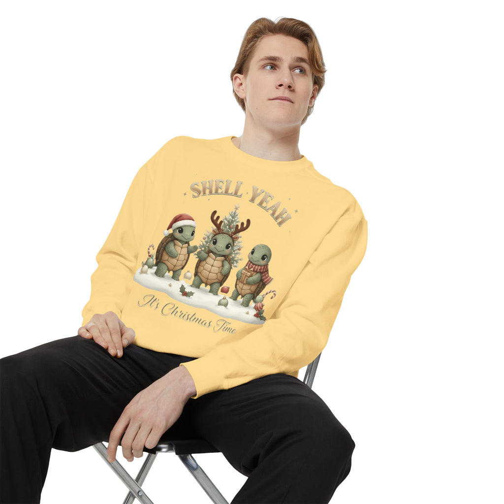 Christmas Turtle Sweatshirt  "Shell Yeah, It’s Christmas Time" Holiday Pullover