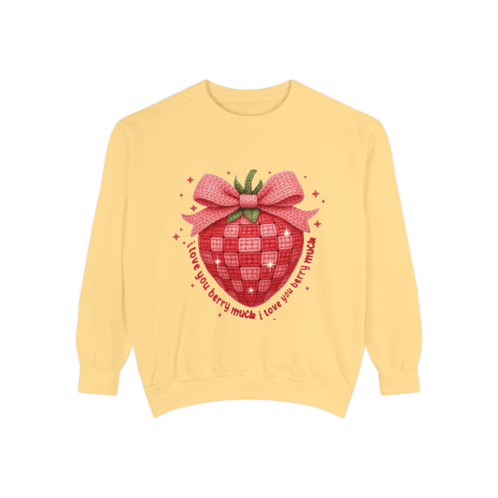 Strawberry Bow Sweatshirt  "I Love You Berry Much" Cute Valentine Pullover