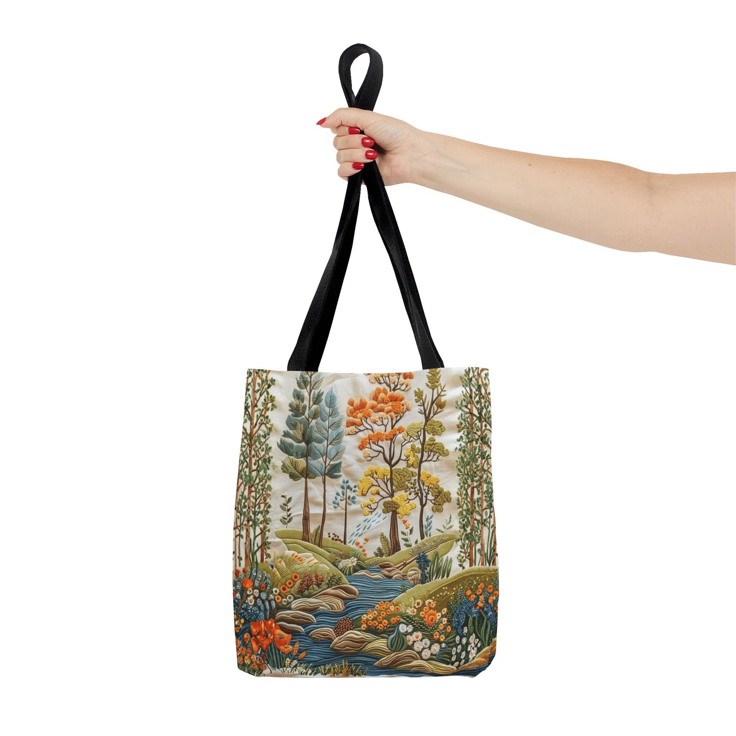 Scenic Meadow Tote Crochet-Decorated Tote Bags