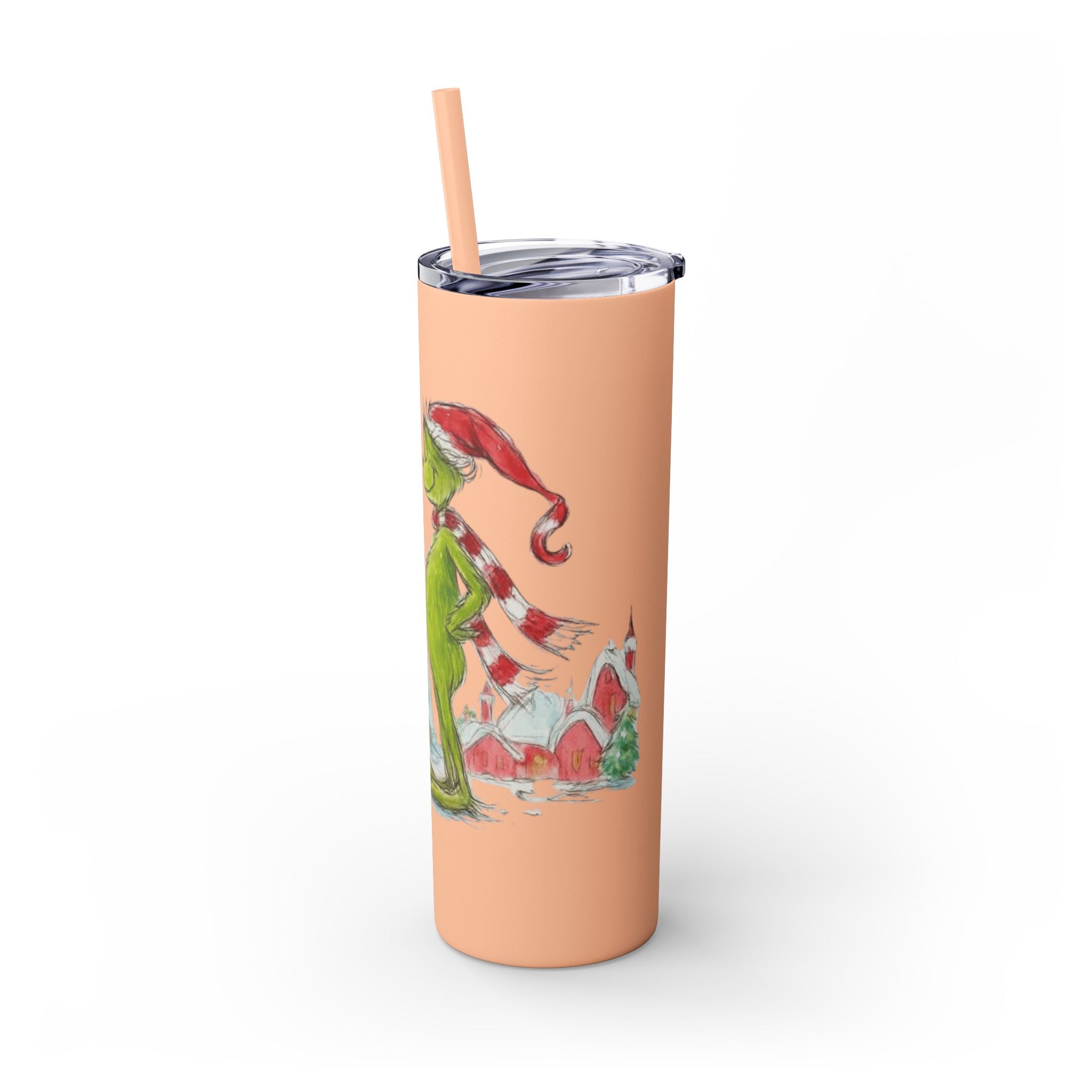 Grinch Christmas Skinny Tumbler with Straw — Dr. Seuss Holiday Quote Design, 20oz Christmas Mugs Collection