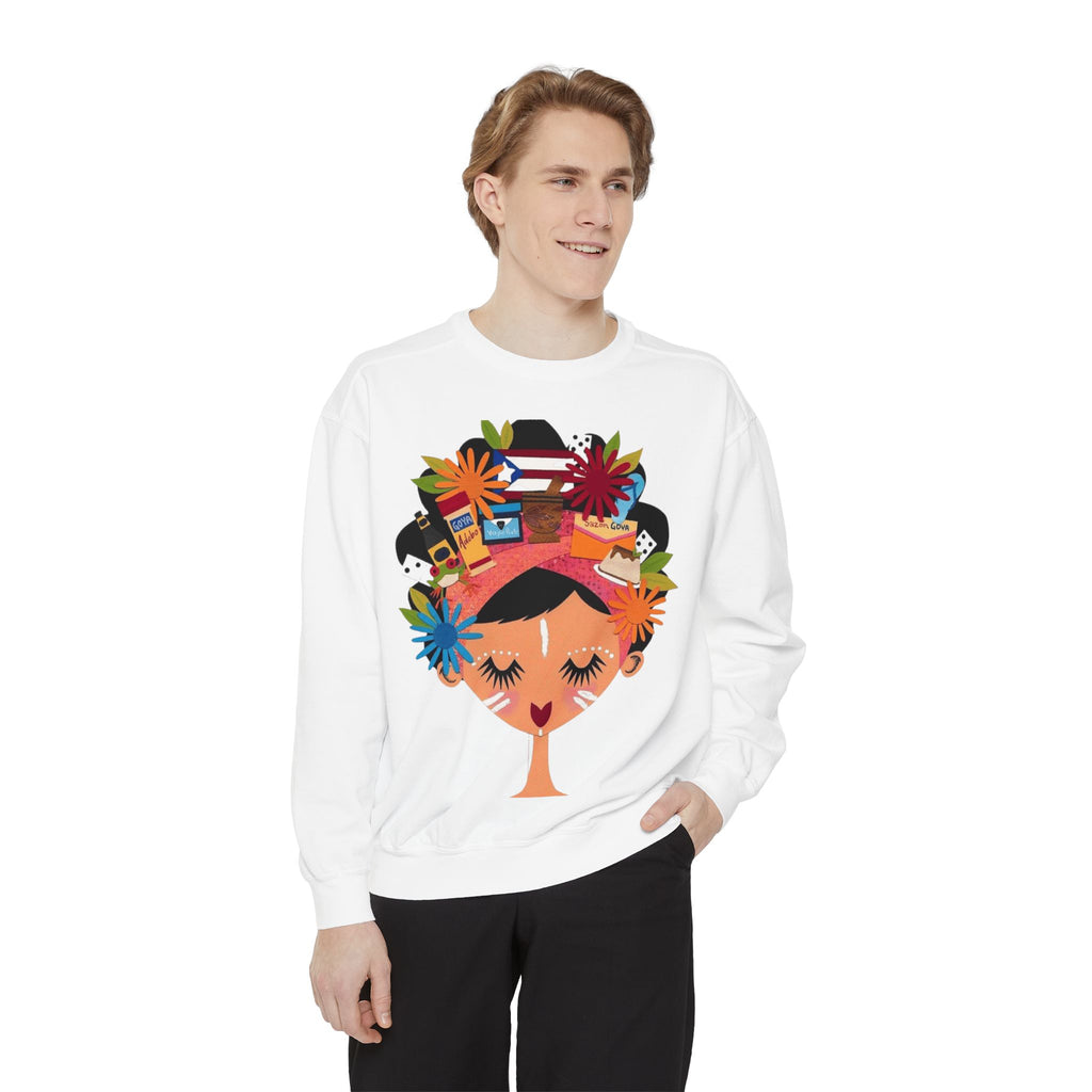 Floral Fiesta Sweatshirt — Colorful Tropical Woman Graphic Puerto Rico Navidades