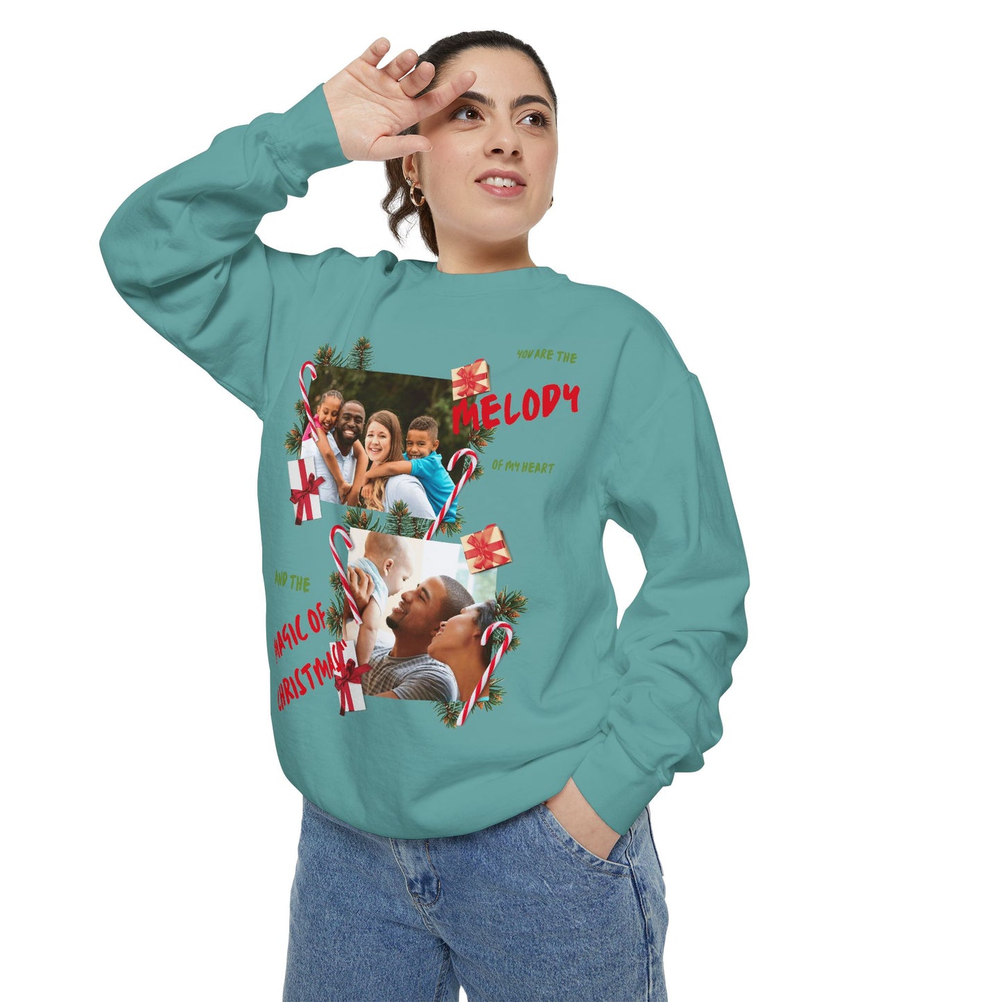 Personalized Christmas Photo Sweatshirt – “You Are the Melody” Holiday Crewneck