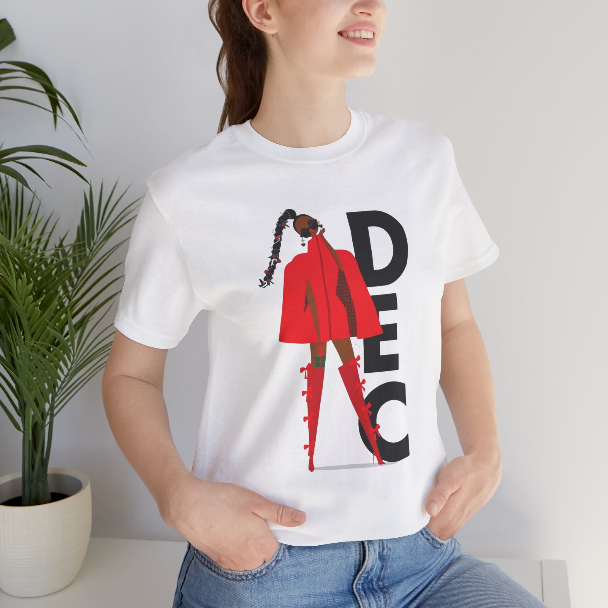December Fashion Tee  Red Coat Model Graphic Shirt