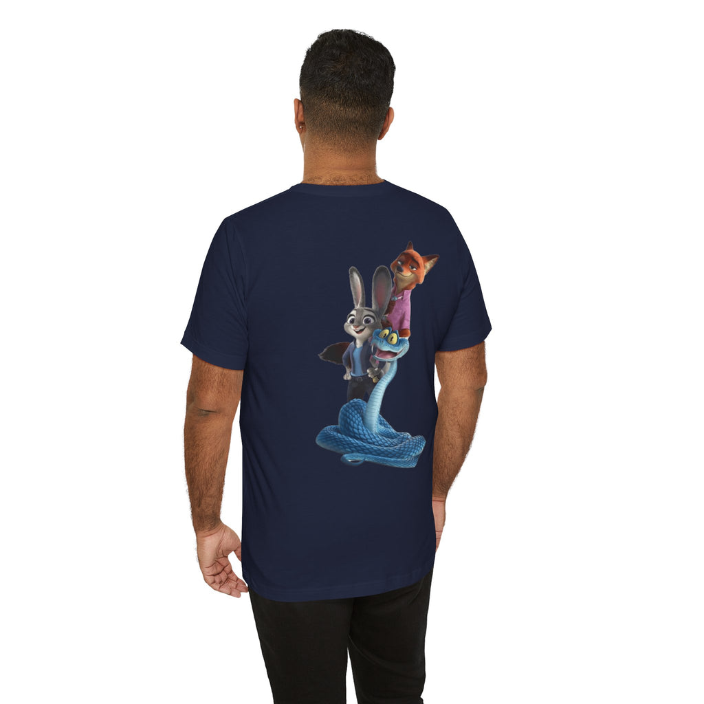 Animated Character Tee — Cute Fox & Bunny Stack Graphic T-Shirt  cartoon-style Christmas artwork