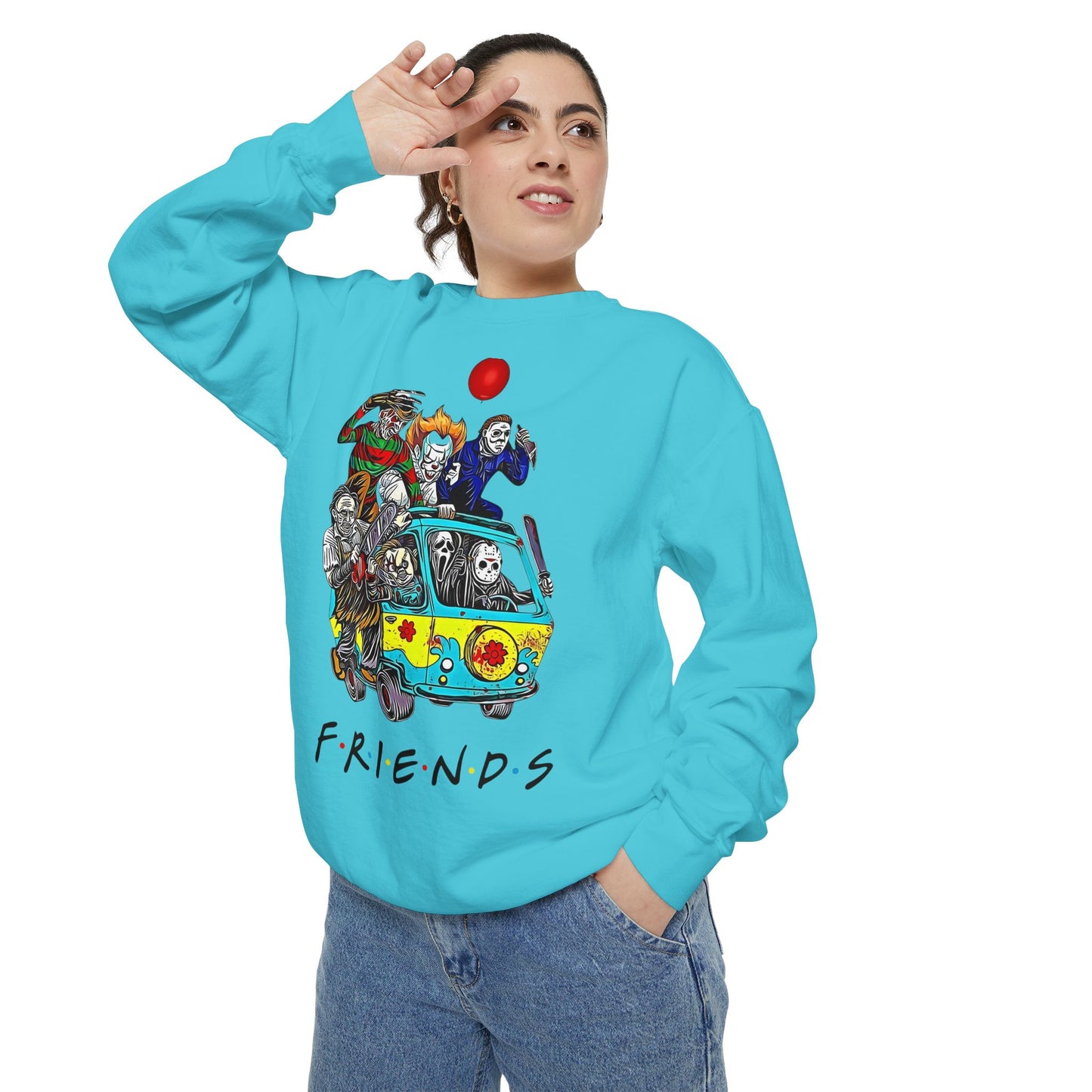 Friends-Inspired Unisex Garment-Dyed Sweatshirt, Cozy Casual Wear, Unique Graphic Sweatshirt, Perfect Gift, Everyday Style