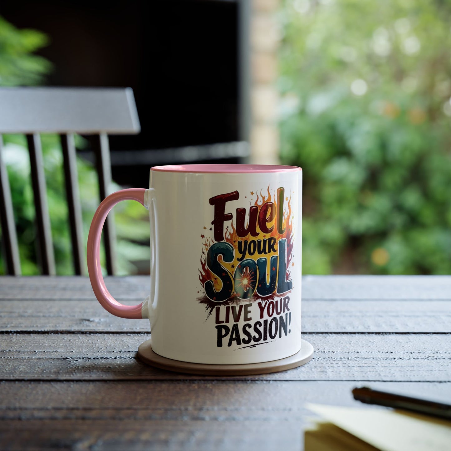 Fuel Your Soul Two-Tone Start your day with meaning. Coffee Mug | Inspirational Mug for Passionate Coffee Lovers, Gift for Creatives, Motivational Drinkware