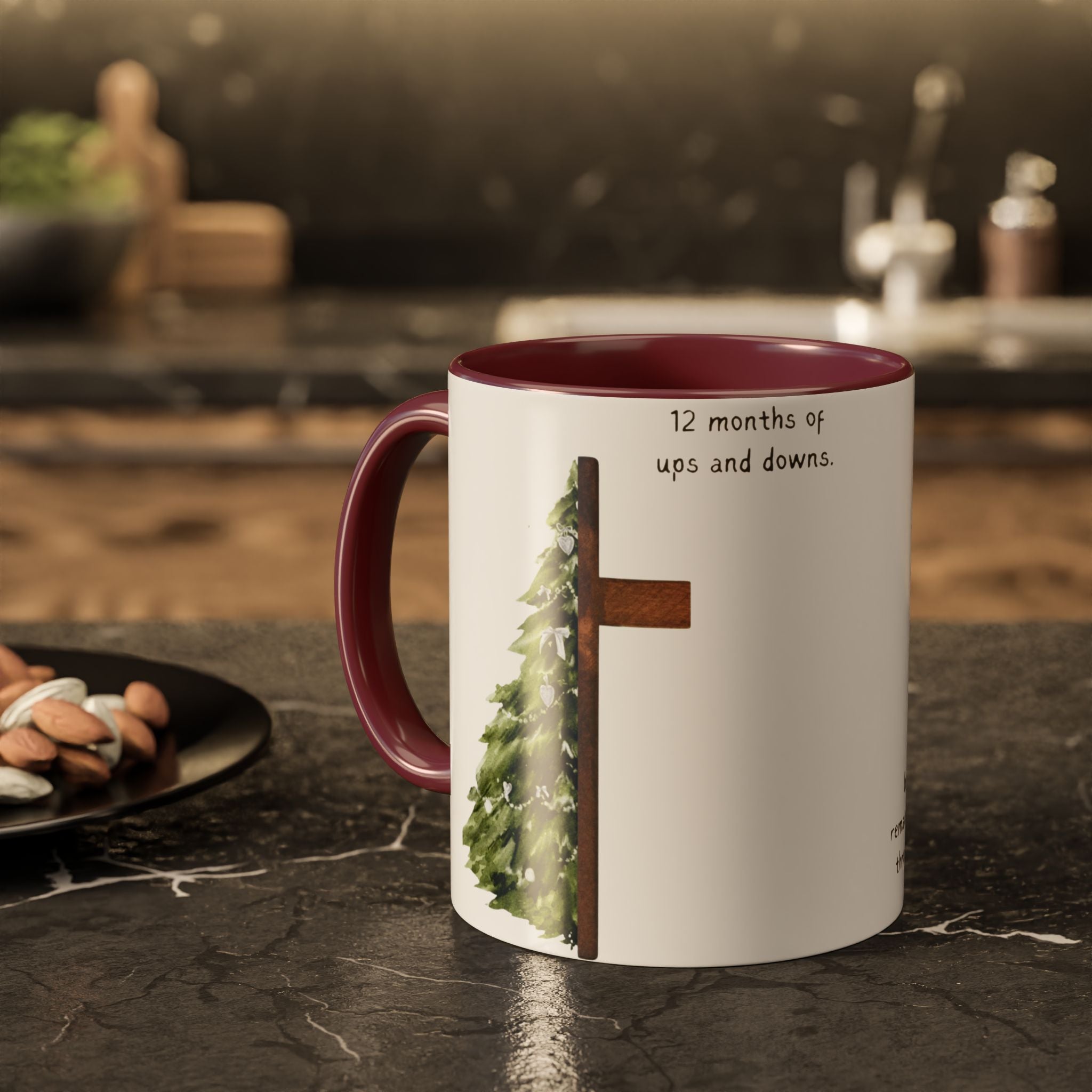Christian Cross & Pine Tree Mug — Faith Reminder Coffee Cup (11oz/15oz)