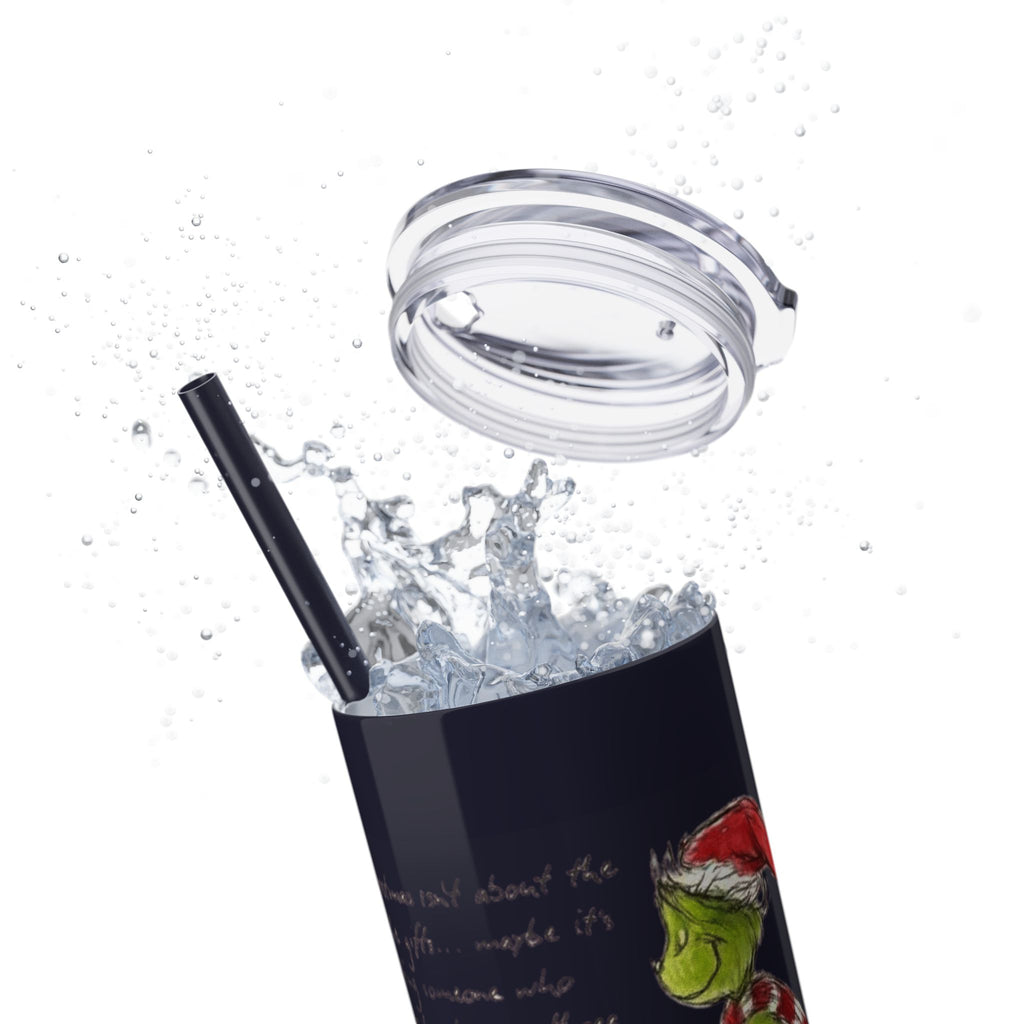 Grinch Christmas Skinny Tumbler with Straw — Dr. Seuss Holiday Quote Design, 20oz Christmas Mugs Collection