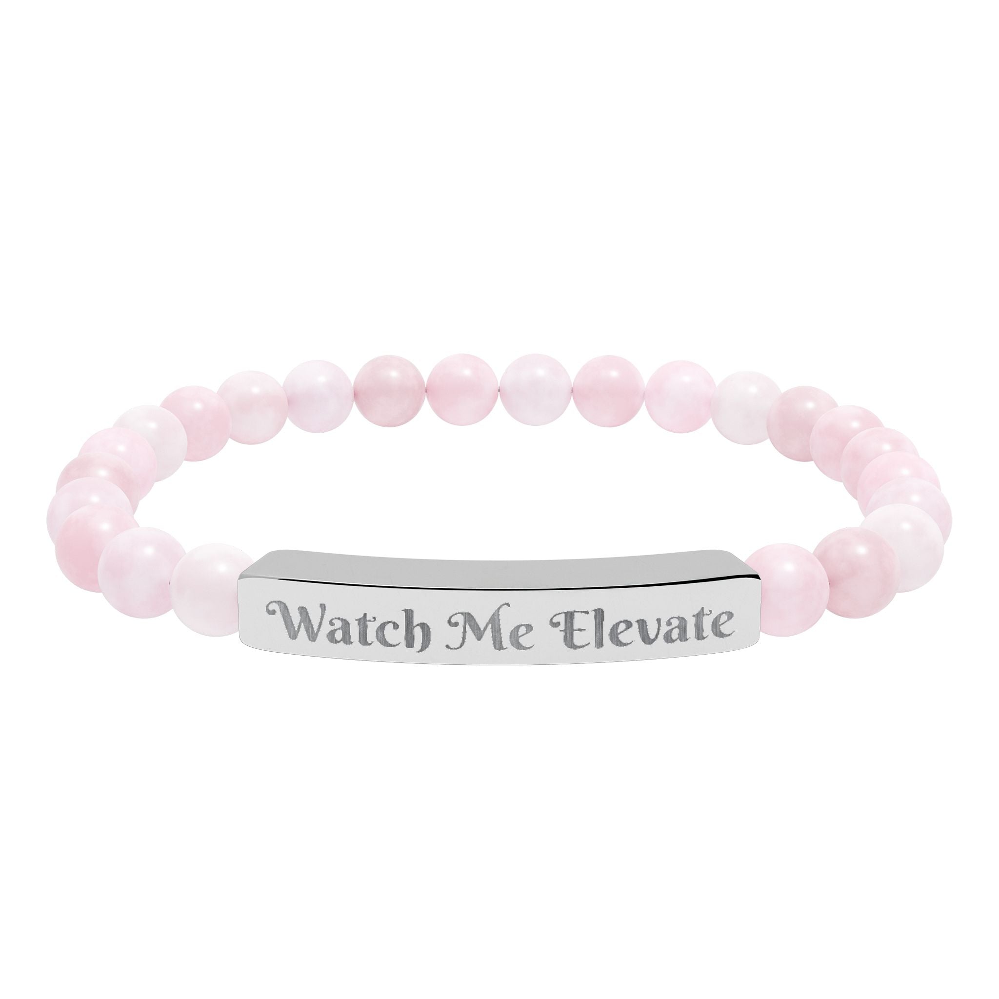 Watch M e Elevate Engraved Natural Stone Stretch Bar Bracelet – Custom Message Beaded Bracelet