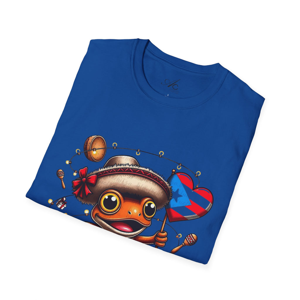 Puerto Rico Frog Holiday T-Shirt  Cute Coquí with Flag Heart (Christmas) Puerto Rico Navidades