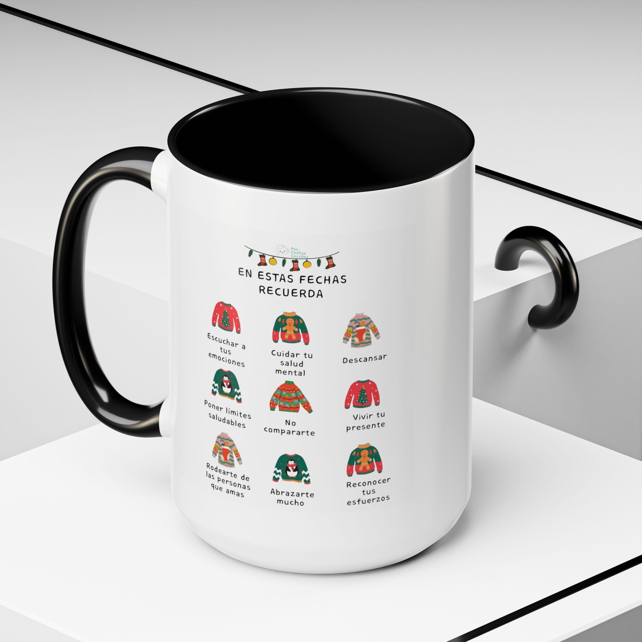 Coffee Mug — 'En Estas Fechas Recuerda' Holiday Sweater Reminder Accent Mug (11/15oz)