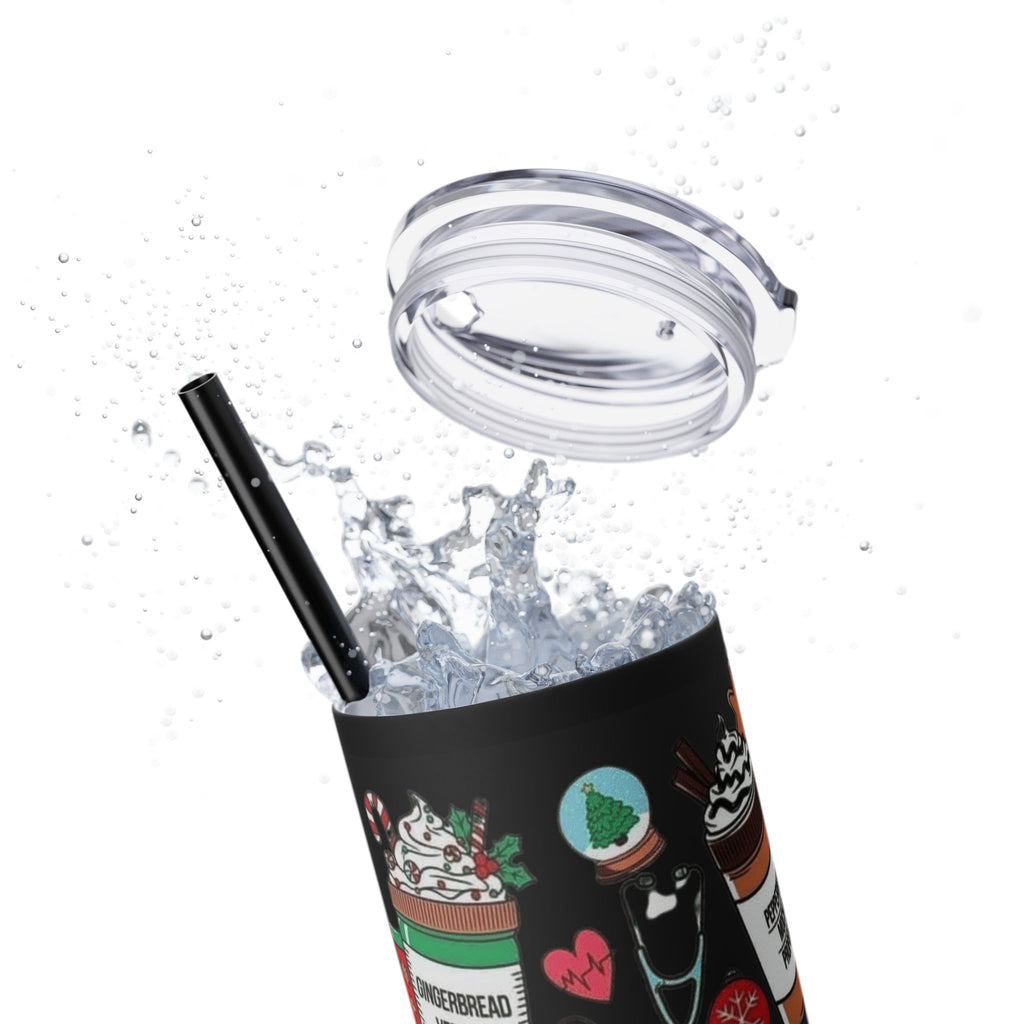 Emergency Department Nurse Christmas Skinny Tumbler - 20oz Holiday Medical Travel Cup with Straw Medical Christmas Mug