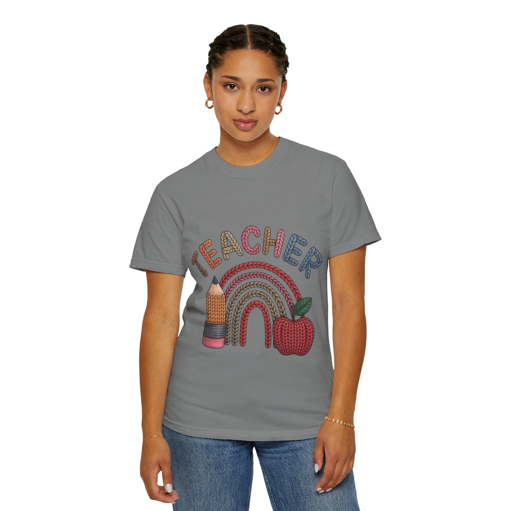 Teacher Rainbow Pencil & Apple T-Shirt — Back-to-School Gift for Educators
