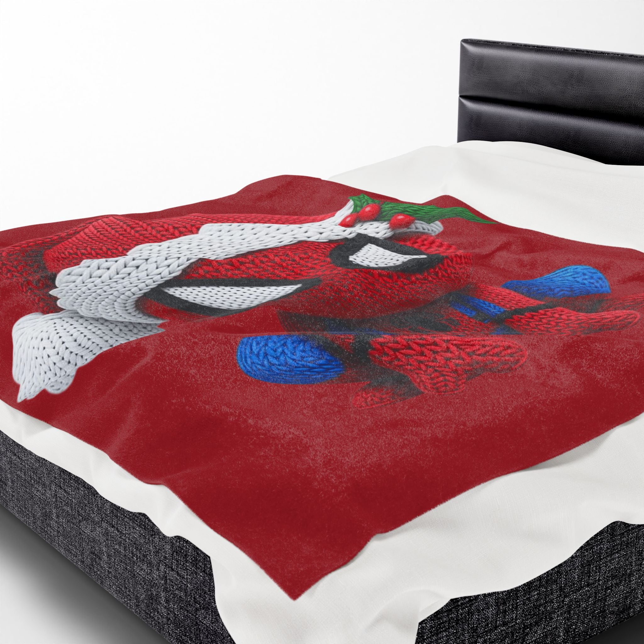 Magical Christmas Cartoon Blanket Christmas Spider Plush Blanket Cute Santa Hat Knit Spider-Man Throw