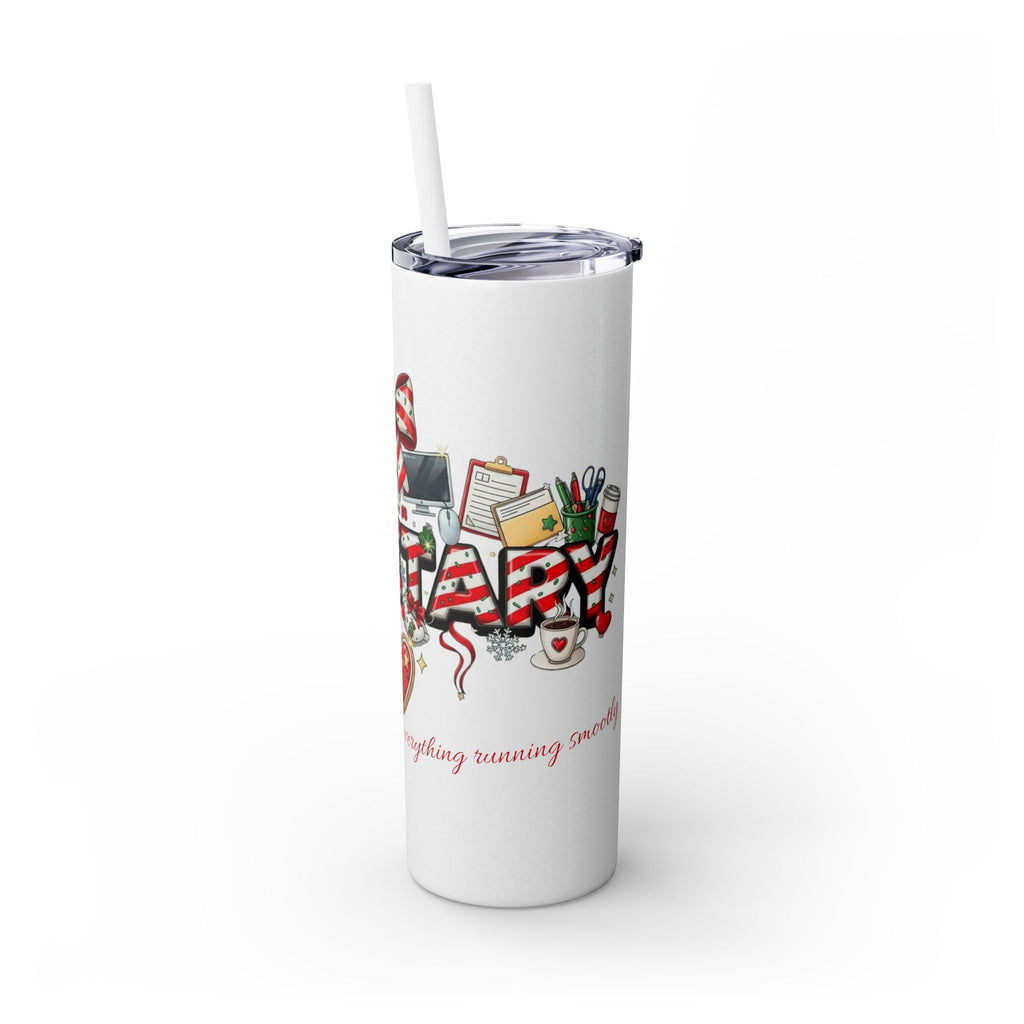 Christmas mug for the office team who keeps everything running smoothly. Candy Cane Christmas Office Secret Santa Design, 20oz with Straw
