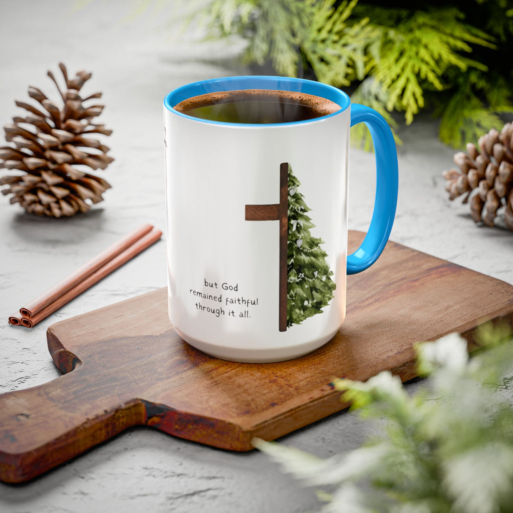Christian Cross & Pine Tree Mug — Faith Reminder Coffee Cup (11oz/15oz)