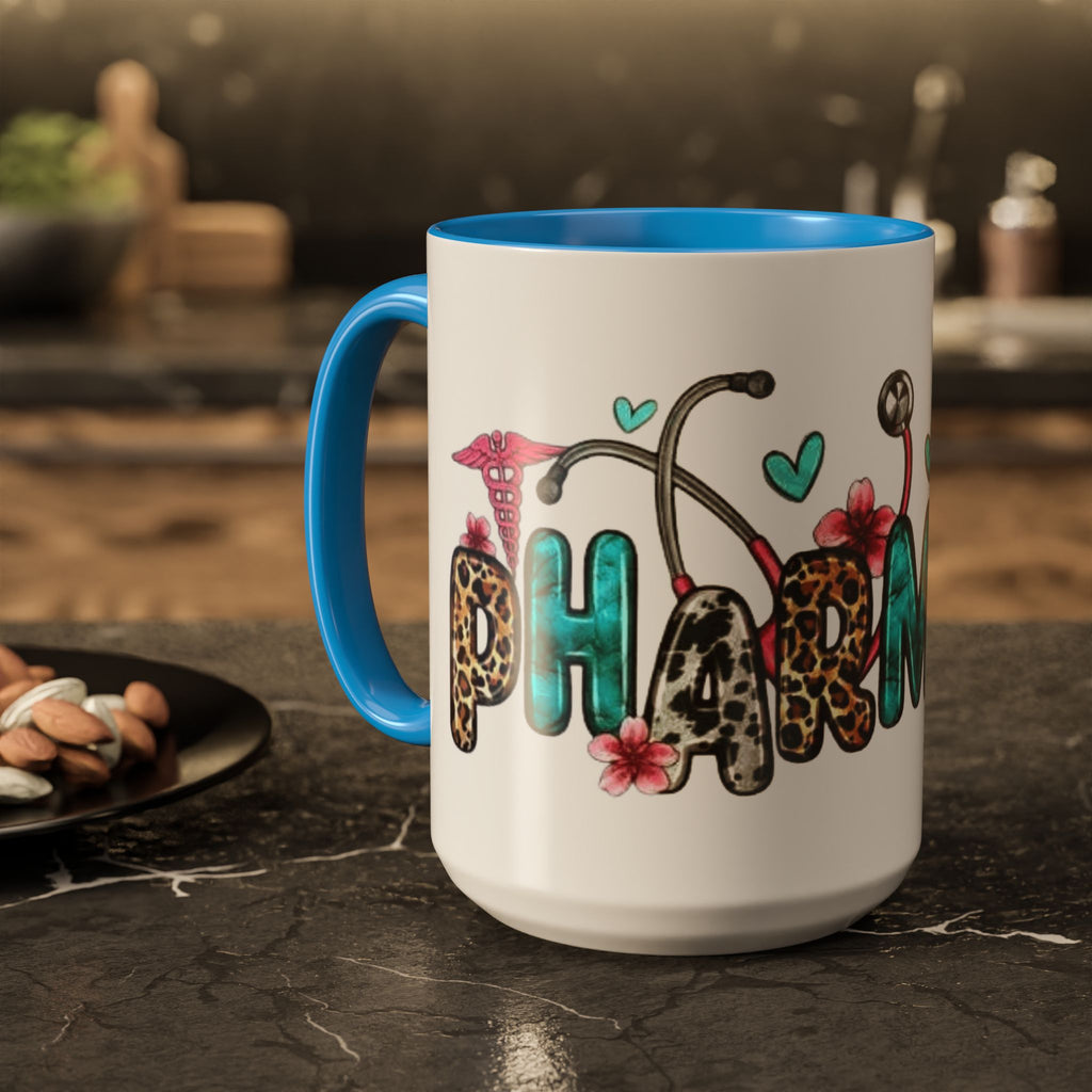 Pharmacy Nurse Coffee Mug — Cute Leopard & Teal Medical Design (11oz/15oz)Christmas mug for all healthcare heroes